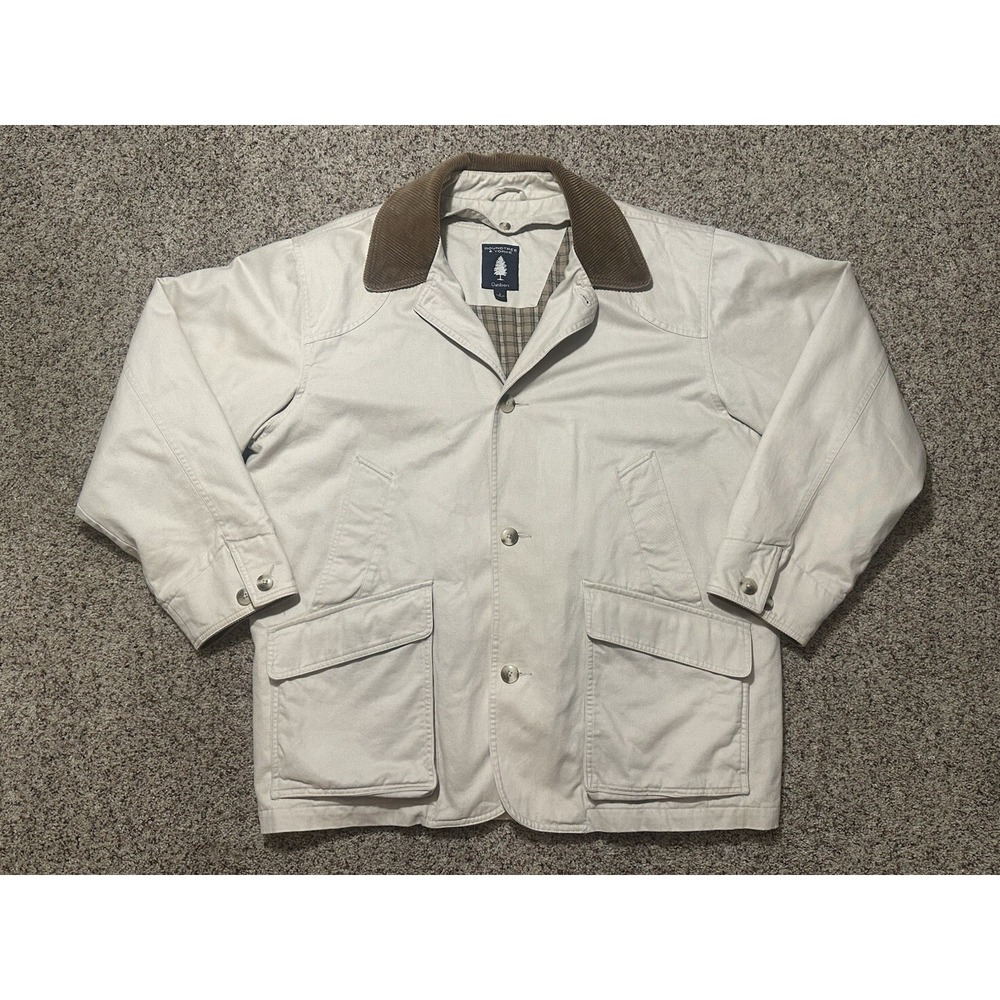 Roundtree & Yorke Outdoors Cotton Jacket Quilted Liner Corduroy Collar L/XL